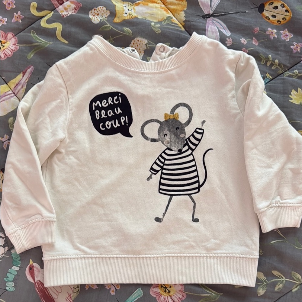 Mango White Graphic Sweatshirt Playful Design
